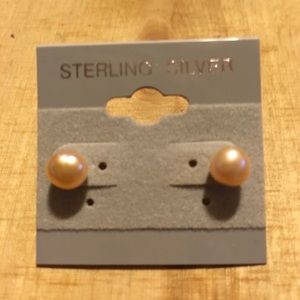 2/$12 Peach Pearl Studs/ 925 Sterling Silver